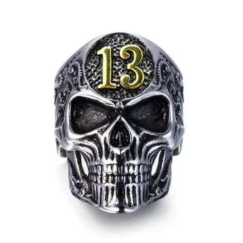 Noi Exagerate Cap de Craniu Inel Hip Hop Bărbați Inel de Groază Craniu Numărul 13 Inel de Metal Accesorii Petrecere Bijuterii