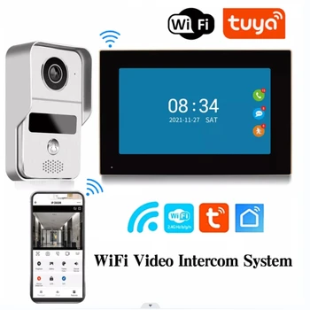 7 Inch Tuya Video Soneria de la Distanță WiFi Debloca Monitor RFID Camera 1080P rezistent la apa IP65 Interfon Usa Wireless aparat de Fotografiat Telefon 0