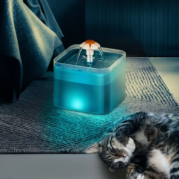 Companie Distribuitor de Apă de 2L Cat Fântâna de Filtrare, cu Iluminare cu LED USB Câine Automată a Băut Pisici Fântână de Apă pentru Filtrarea Apei 0