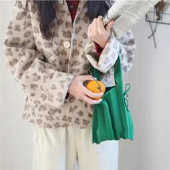 Lână De Tricotat Cutat Saci Mozaic Cordon Pungi De Cumpărături Fete De Cauzalitate Țese Geantă De Umăr Coreeană Japoneză Elegant Geantă De Mână De Mici