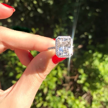 Huitan Superba de Mireasa Inele de Nunta de Cristal Pătrat AAA Cubic Zirconia Elegant de Accesorii de Înaltă Calitate Declarație Inel pentru Femei