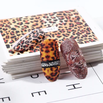 1BUC Leopard de Imprimare Modele de Unghii de Arta Transfer de Apă Decalcomanii Autocolant Ochi Plin de Tatuaje Împachetări Slider Manichiura Decor NTSTZ816-855