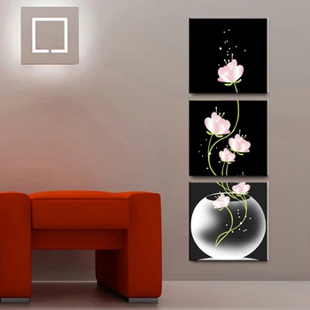 3 Bucata de Panza Pictura perete vertical de artă sticla de flori Decor Modern, Picturi, Printuri Pentru Camera de zi Dormitor Arta de Perete Fara Rama