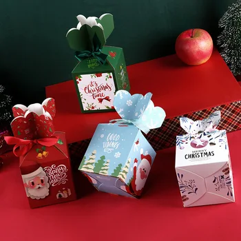 10buc Crăciun Apple Cadou Cutie de Cookie-uri Ajunul Favoarea Cutie de Bomboane de Crăciun Sac de Ambalare Cu Panglică Crăciun Fericit, Noul An, Partid de Aprovizionare