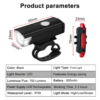 MTB Biciclete Rutier Fața Coada de Lumină Set USB de Reincarcare LED 2500 LM Față de Biciclete Coada Lumina Lanterna Far MTB Accesorii