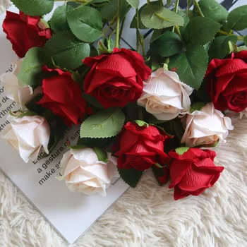 3Pcs Frumoase de Mătase Artificială de Trandafir Flori de Nunta Acasă masa Decor de Masă Lungă Buchet Aranja Fals Planta Ziua Îndrăgostiților Cadouri 1