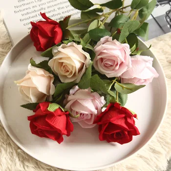3Pcs Frumoase de Mătase Artificială de Trandafir Flori de Nunta Acasă masa Decor de Masă Lungă Buchet Aranja Fals Planta Ziua Îndrăgostiților Cadouri 2