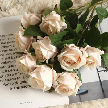 3Pcs Frumoase de Mătase Artificială de Trandafir Flori de Nunta Acasă masa Decor de Masă Lungă Buchet Aranja Fals Planta Ziua Îndrăgostiților Cadouri 3