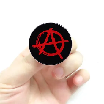 Roșu Negru Anarhie Simbol Arta Digitala Buton Rotund Insigna Logo-Ul Steaguri Pin Rever 0