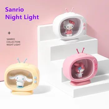 Kawaii Sanrio Lampă de Masă Hellokitty Mymelody Cinnamoroll Desene animate Cămin Studențesc Lampa de Noapte Dormitorul Fetei Instrument de Iluminat