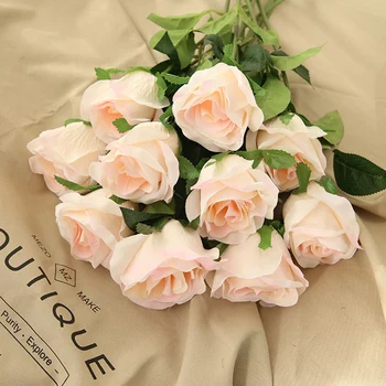 45cm mătase artificială de înaltă calitate a crescut de ramură pentru cadou de Ziua Îndrăgostiților decor fals trandafiri flori alb rosu nunta decor acasă