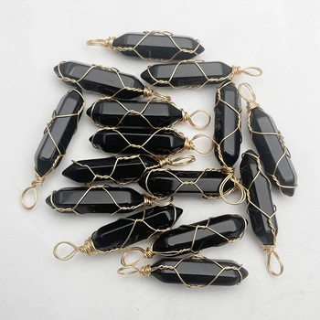 Moda Lichidare aur culoare negru piatra de cristal Colier Pandantiv pentru a face Bijuterii farmec Ornament accesorii 24pc transport Gratuit