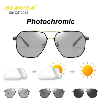 BLMUSA Noi Polarizate Fotocromatică ochelari de soare Barbati de Afaceri Decolorarea Ochelari de Soare Cool Oameni de Conducere Auto ochelari de Soare Pentru Barbati UV400 2