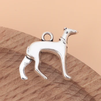 50pcs/mulțime de Argint, de Culoare 3D Ogar Whippet Hound Dog Farmece Pandantive Colier Margele pentru a Face Bijuterii Accesorii