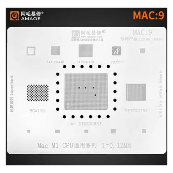 Amaoe MAC:9 BGA Reballing Matrita Pentru Notebook MAC 343S00440 GBA110/M1/339S00883/339S00763/CPU Tin de Plantare Net Plasă de Oțel 3