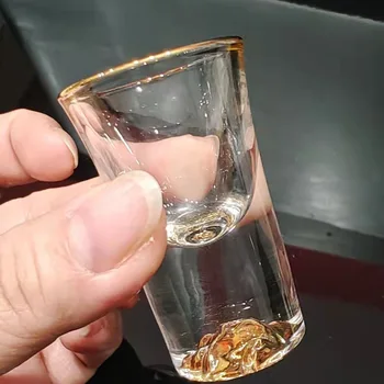 Cupa de sticla de Cristal de Băuturi Spirtoase Pahare Folie de Aur Rim Munte Pahar de Vin, Vodcă, Whisky Bar Brandy Snifters Glonț Cupe
