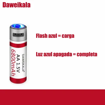 Daweikal nou AA baterie reîncărcabilă de mare capacitate AA baterie de litiu de 1.5 V 6800mah încărcare rapidă de livrare Cablu + transport gratuit