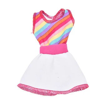 Moda Rainbow Stripe Print Fata Papusa Mini-Rochie pentru Papusa Barbie Rochie Slim Haine Dress Up Jucărie pentru Copii xams Cadou Handmade 0