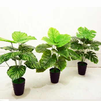65cm 18 Furculiță Mare Artificiale Plante Tropicale Monstera Fals din Plastic Copac Frunze Mari Verzi Falsa broasca Testoasa Frunze Pentru Petrecere Acasă Decor