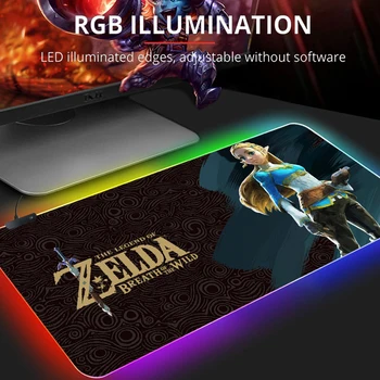 LED-uri RGB XXL Mousepad Zelda Mause Pad Gaming Accessiores Mouse Pad 35x60cm Tastatura Mat 90x40 Podkladka Pod Mysz Țapiș De Souris
