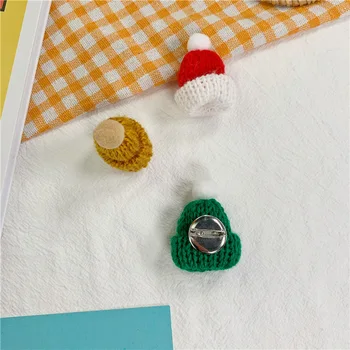 Drăguț Pălărie De Lână Pulover Brosa Mini Colorate De Lână Tricotate Hairball Tricou Guler De Sacou Insigna Pin Moda Broșe Bijuterii Cadou