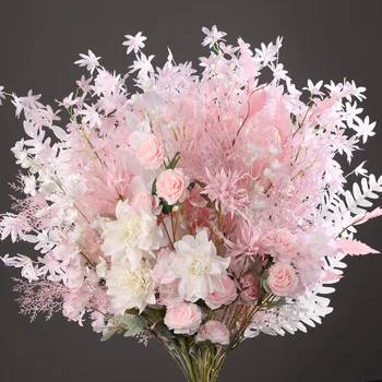 Flori artificiale de Mătase Trandafiri Nunta Acasă Decor de Toamnă de Calitate Înaltă Buchet Mare de Lux DIY Aranjament de Flori Vrac Roz 0