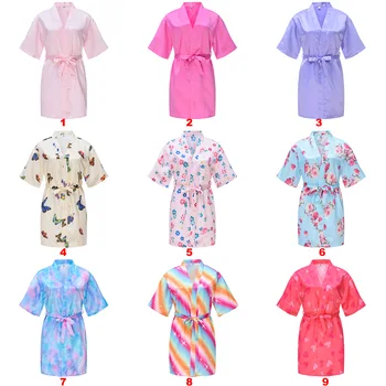 2-14Y Florale Fata Halat de Fete pentru Copii Haine Sleepwear Copil camasa de noapte, Pijama Copii Halat Baie din Satin de Mătase, Halate de Baie Kimono Teen Plus