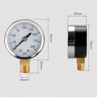 0-200psi 1/4NPT 50mm Radial Aer Manometru Hidraulic Manometru Indicator de Presiune a Uleiului de Presiune a Apei Metru