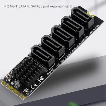 M. 2 unitati solid state B-Cheie Sata la SATA 5 Port Card de Expansiune 6Gbps Card de Expansiune JMB585 Chipset Suport SSD si HDD 4