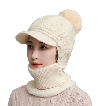 2021 Pălărie de iarnă pentru femei Mască balaclava Pălărie pentru fete Eșarfă Groasă de Lână Cald în Interiorul Pălărie Tricotate Eșarfă Set de Pălării de Iarnă