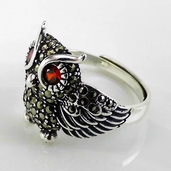 925 de Argint Sterlină Femei Personalitate Degetul Arătător Ring Etnice Drăguț Bufnita Exagerat de Rock Punk Animal Bijuterii Inel pentru Femei