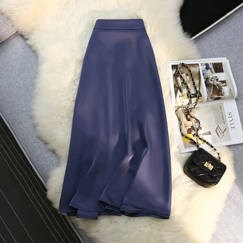 Seoulish Talie Mare Pata Umbrela Elegant pentru Femei Fuste Lungi Solid de sex Feminin Minimalism-Linie Fuste 2022 Nou Primavara-Vara