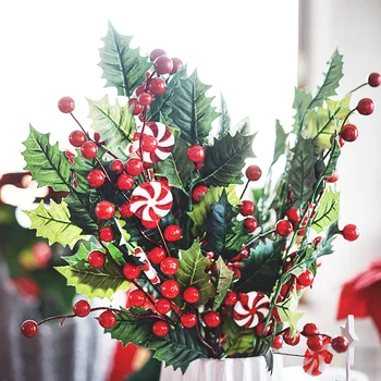 10buc Crăciun Roșu fructe de Padure, Flori Artificiale Stamen Holly Berry Coroană de Crăciun de Decorare Pentru Acasă de Crăciun Cadouri de Anul Nou Decor