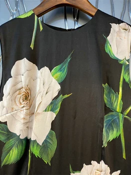 Delocah De Înaltă Calitate, De Vara Femei Designer De Moda Rezervor Midi Rochie Fără Mâneci Talie Mare Print Floral Creion Real Rochii De Mătase