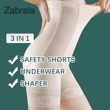 3 în 1 de Siguranță pantaloni Scurți Modelarea Formator Lenjerie de Talie Mare Abdomen Plat Chilotei Femei fără Sudură Elasticitatea PantiesThin
