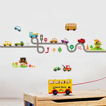 Desene animate Cars Autostrada Urmări Autocolante de Perete Pentru Camere de Copii Autocolant de Joacă pentru Copii, Cameră Decor Dormitor Arta de Perete Decalcomanii