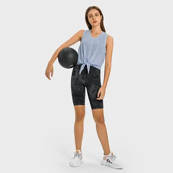 SHINBENE OCEAN Jacquard Sport Sală de Funcționare Vesta Femei Usoare Fata Cravată Antrenament Yoga Topuri Rezervor de Fitness Tricouri fără Mâneci