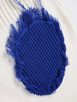 [MEM] Ciucuri Albi de Dimensiuni Mari Tricotat Pulover Gât Rotund Maneca Lunga Femei Pulovere de Moda Noua Valul de Toamna Iarna 2023 1DF2023 1