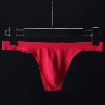 Men\'s Bikini Tanga Moale fără Sudură G String Scurtă Matase de Gheață Respirabil Lenjerie Sexy-O Bucată Chiloți Joase T Pantaloni cu Chilotei 0