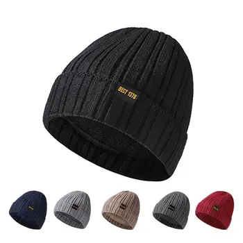 COKK Pălării de Iarnă Pentru Bărbați Căciulă Tricotată de Protecție pentru Urechi Bonnet Capac de Iarna în aer liber Catifea Ține de Cald Iarna Casual Capac Solid Simplu