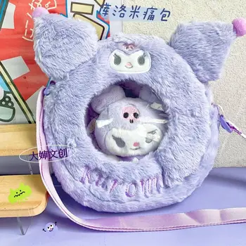 Kawaii Kuromi Melodie Sanrio Pluș Geanta Hello Kitty Cinnamonroll Rucsac Telefon Mobil Polaroid Sac De Depozitare Ornament Breloc