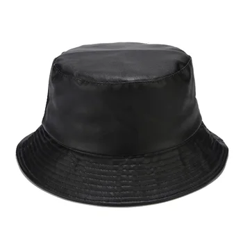 Moda PU Găleată Pălărie din Piele de Pescuit Capac Monofazate Pliabil Drumeții Pălărie Hip-Hop Street Impermeabil Panama pentru Femei și Bărbați 0