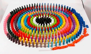 120 Stks/set Kinderen Kleur Sorteren Regenboog Houten Domino Blokken Kituri de Domino Jocuri Educatief Speelgoed Voor Copil Cadou 0