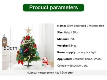 50cm Mini Pom de Crăciun Artificial Cu LED Șir de Lumini pentru Pomul de Crăciun Cadou de Casa Festivalul de Partid Decor de Masă