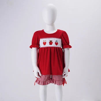 Stil nou Copil Haine de Fata Set 2 buc Costum de Bumbac Animal Broderie Body Maneca Lunga Rosu Tinute Zăbrele Pantaloni Pentru 1-8T Babi