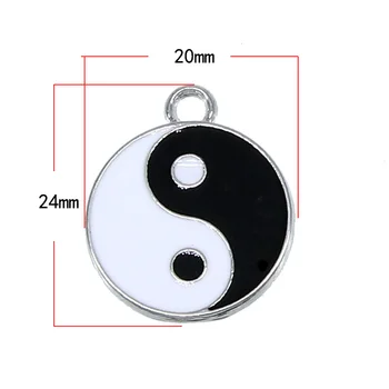 6 bucati / set de fantastic mai buni prieteni rotund yin și yang colier Tai Chi bârfă pandantiv cuplu DIY colier accesorii