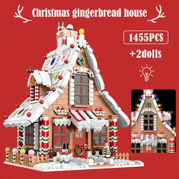 1455 Buc Oraș De Crăciun Casa Blocurile Prieteni Cutie De Muzică De Tren Castelul Moș Crăciun Copac Cărămizi Jucării Pentru Copii Cadouri 0