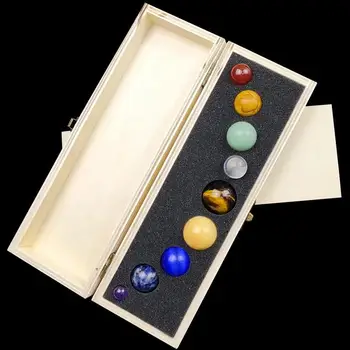 Naturale Cristal Sferele Cele Nouă Planete Ale Sistemului Solar Piatră prețioasă Colecție de Specimene Cutie de birou Ornamente Decor Acasă Piatră de Energie