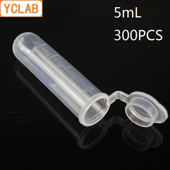 YCLAB 300PCS 5mL Tub de Centrifugă EP din Plastic cu Fund Rotund se Conecteze cu Capac și Absolvire Etilen Propilen