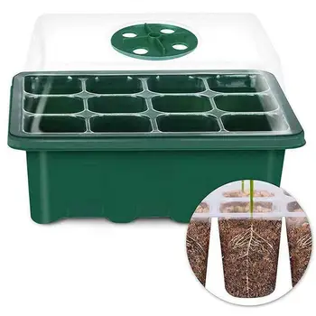 12 Gaura Răsad Tava de Semințe Starter Tava cu efect de Seră să Crească Tăvi de Umiditate Reglabil Plant Starter Kit cu Dom și de Bază